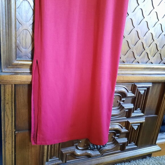 ZARA Basic Women's Long Sleeve Sheath Maxi Dress w Slit - Burgundy Red, Size XS - Picture 7 of 16